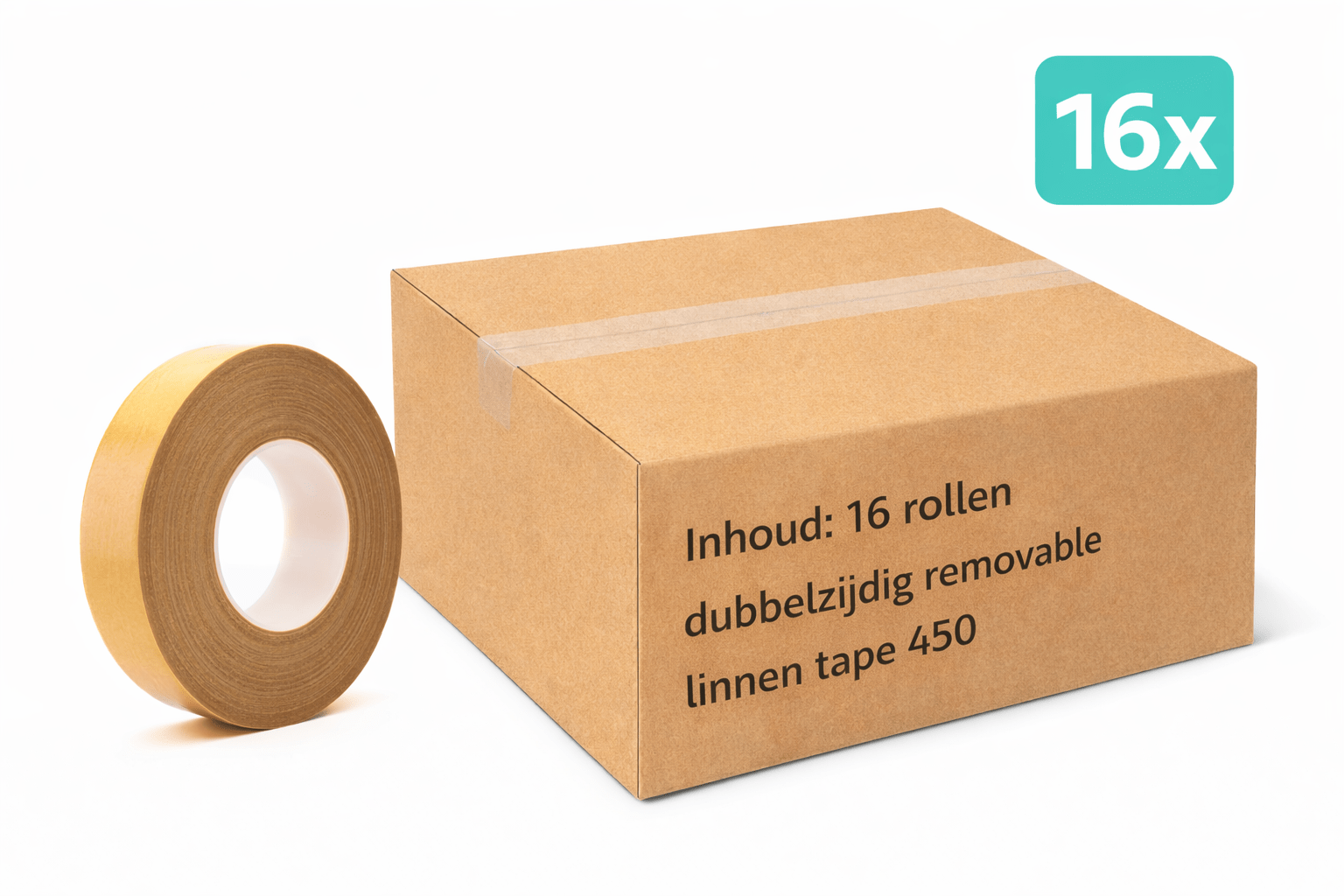 16x MegaTape 450 · dubbelzijdige verwijderbare linnentape · 50m op rol · 38 mm - Megatape 450 - 3BUTE