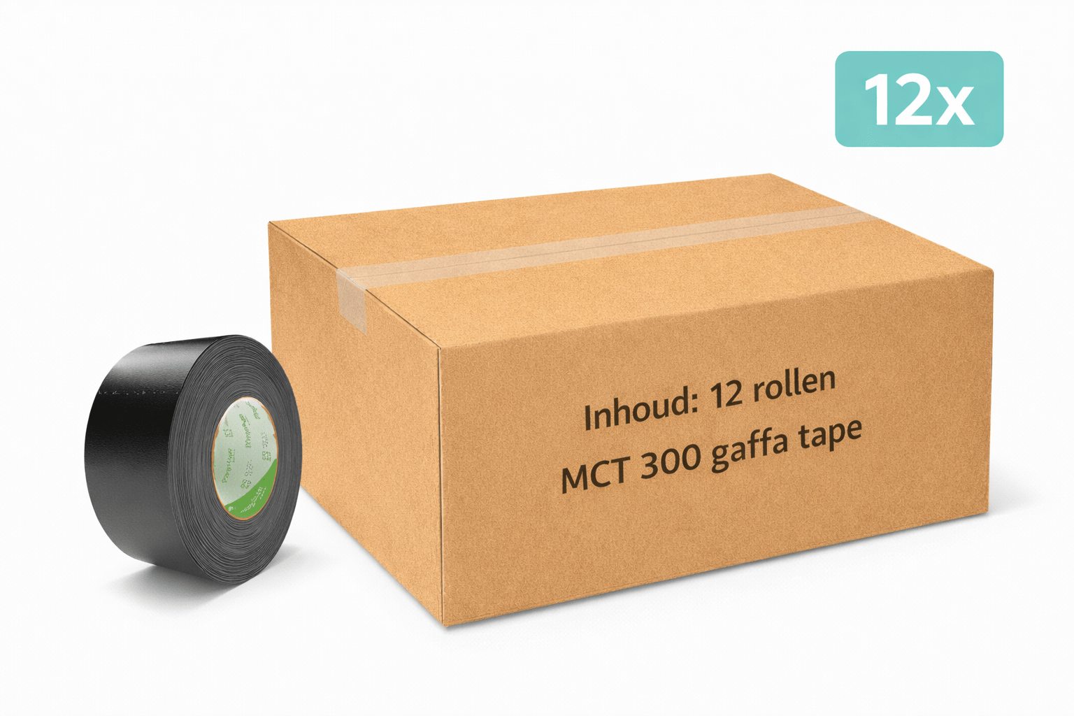 12x MegaTape MCT 300 · Gaffa tape · 100 mm · zwart · rol 50m - Megatape MCT300 - 3BUTE