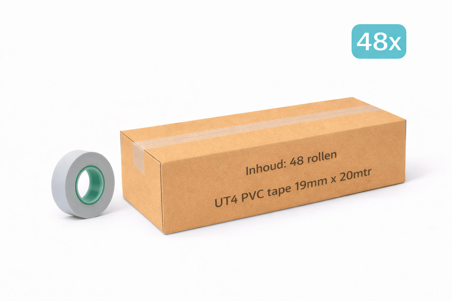 48x MegaTape UT4 · PVC tape · 19 mm · wit · 20 m rol - Megatape UT4 - 3BUTE