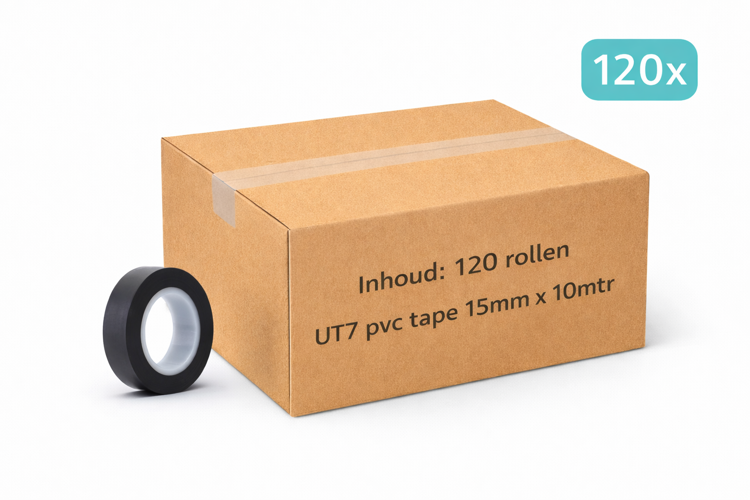120x MegaTape UT7 PVC tape · 15 mm · zwart · 10 m roll