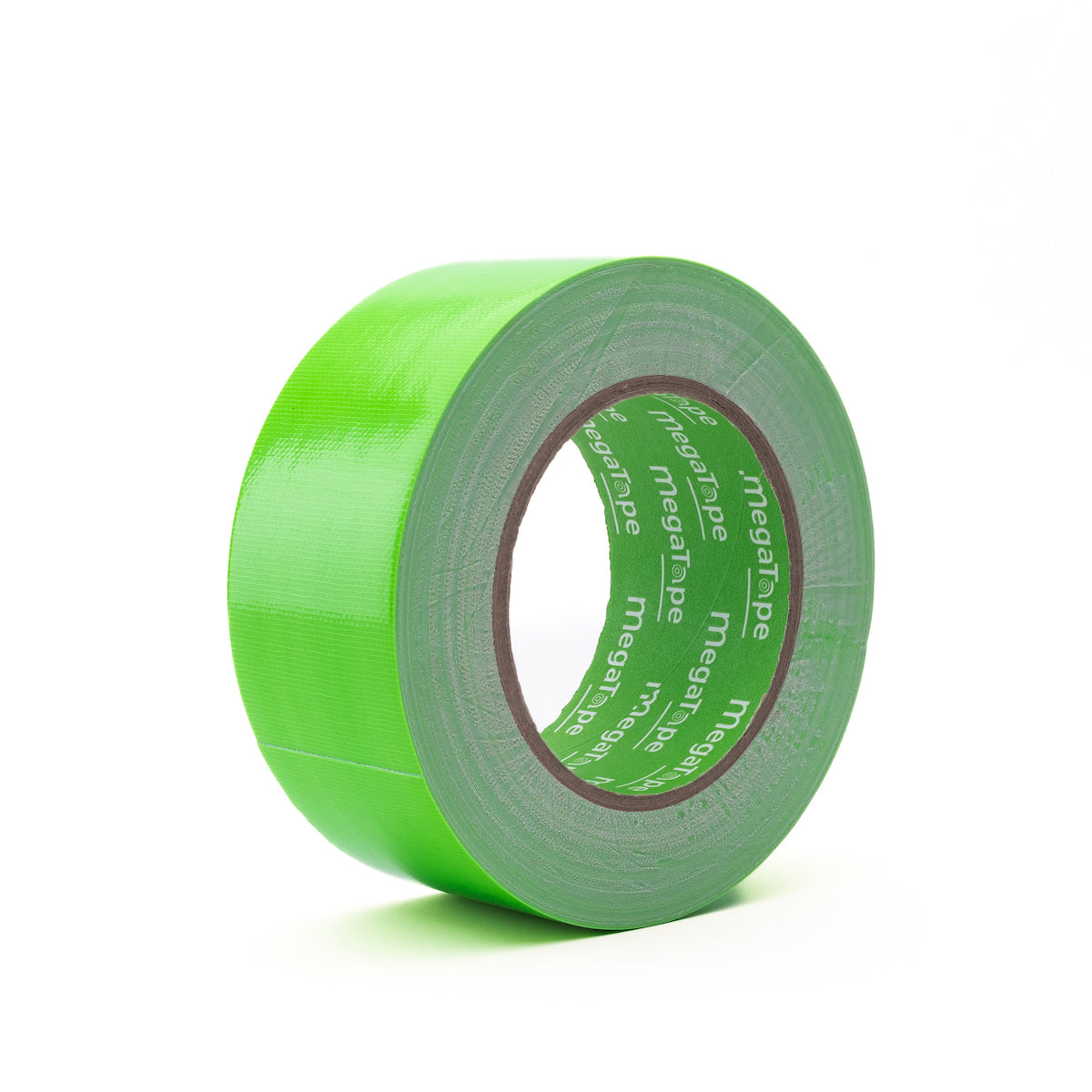 rol uit doos met 12x MegaTape UT70 fluor gaffa tape 25 m op rol 50 mm groen voor events, theater en beurzen