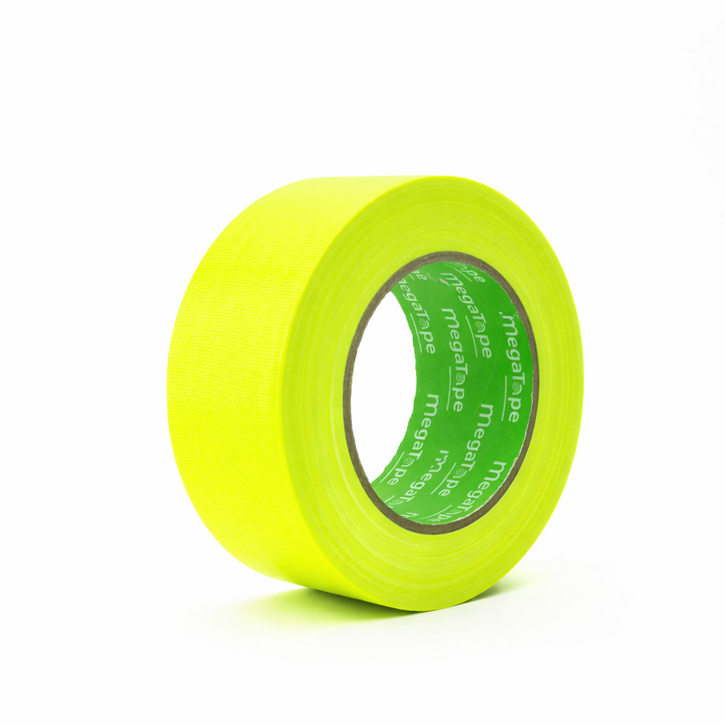 MegaTape UT70 fluor gaffa tape 25 m op rol 50 mm geel voor events, theater en beurzen