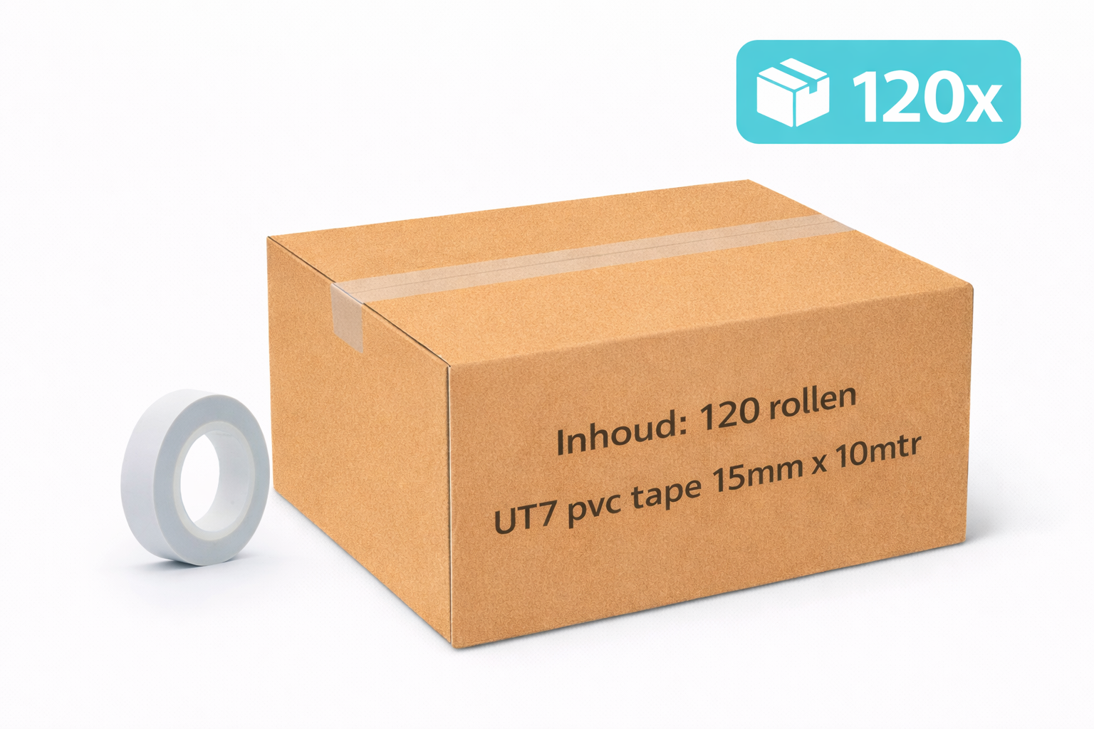 120x MegaTape UT7 PVC tape · 15 mm · wit · 10 m rol